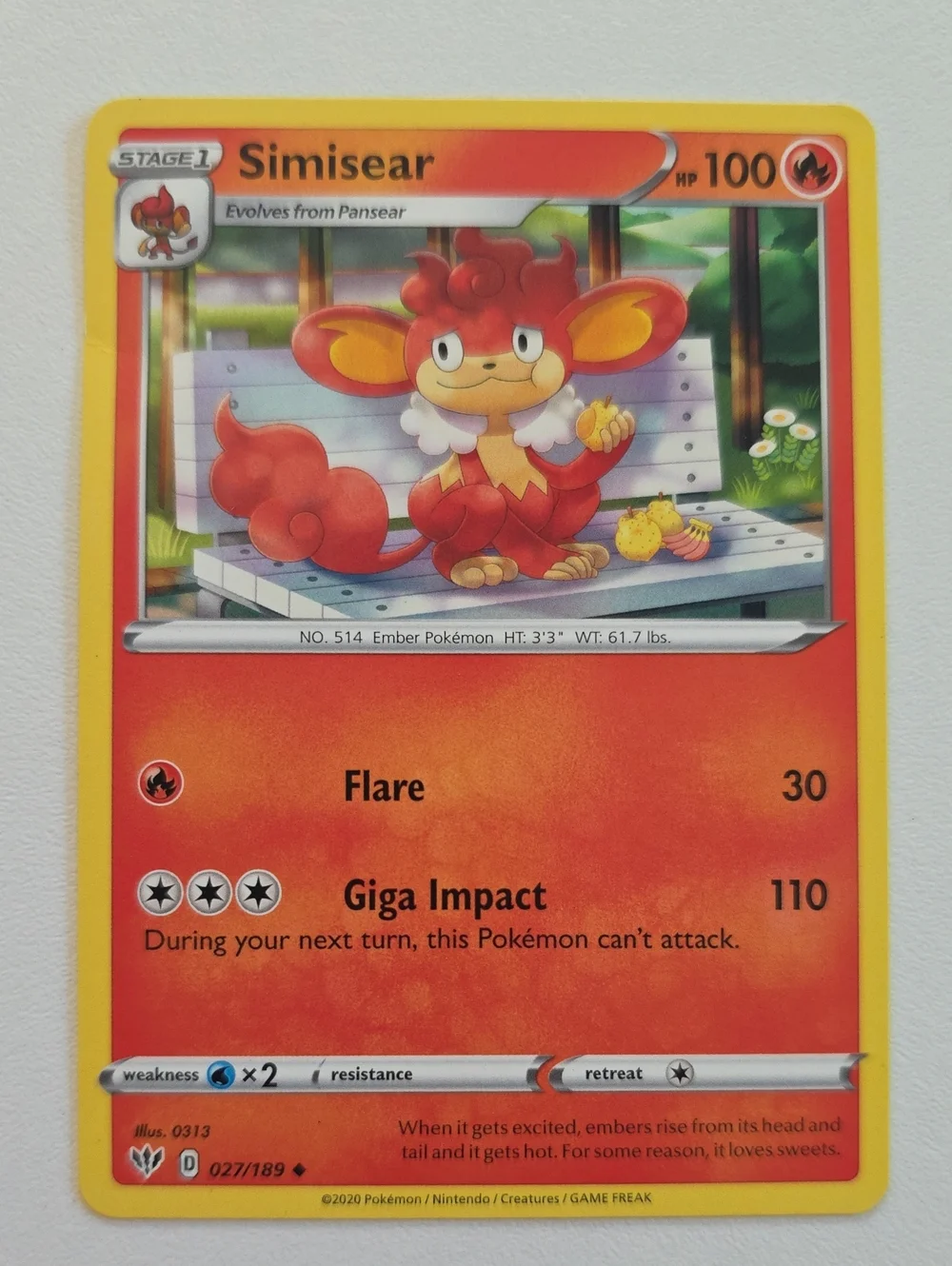 Pokemon Pansear And Simisear Trading Card